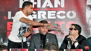 AMIR KHAN ALMOST BRAWLS WITH PHIL LO GRECO AFTER COMMENTS ABOUT WIFE! READY TO THROW DOWN AFTER DISS