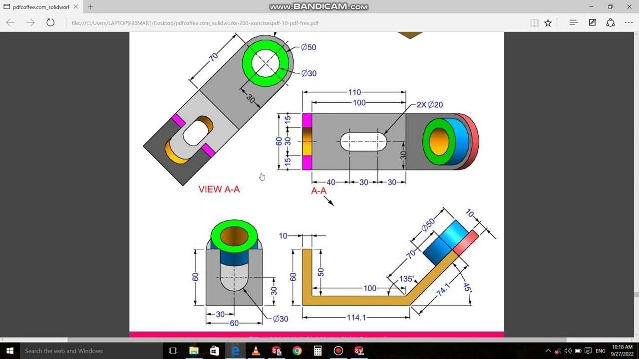 Solidwork Exercise 41 Youtube Solidwork Exercise 41 Youtube