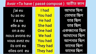 Avoir =To have In 5 Tenses/ French verb Avoir in Bangla