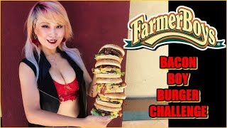 BACON BOY BURGERS EATING CHALLENGE  #RainaisCrazy - Farmer Boy's #FarmerBoysBaconIntern