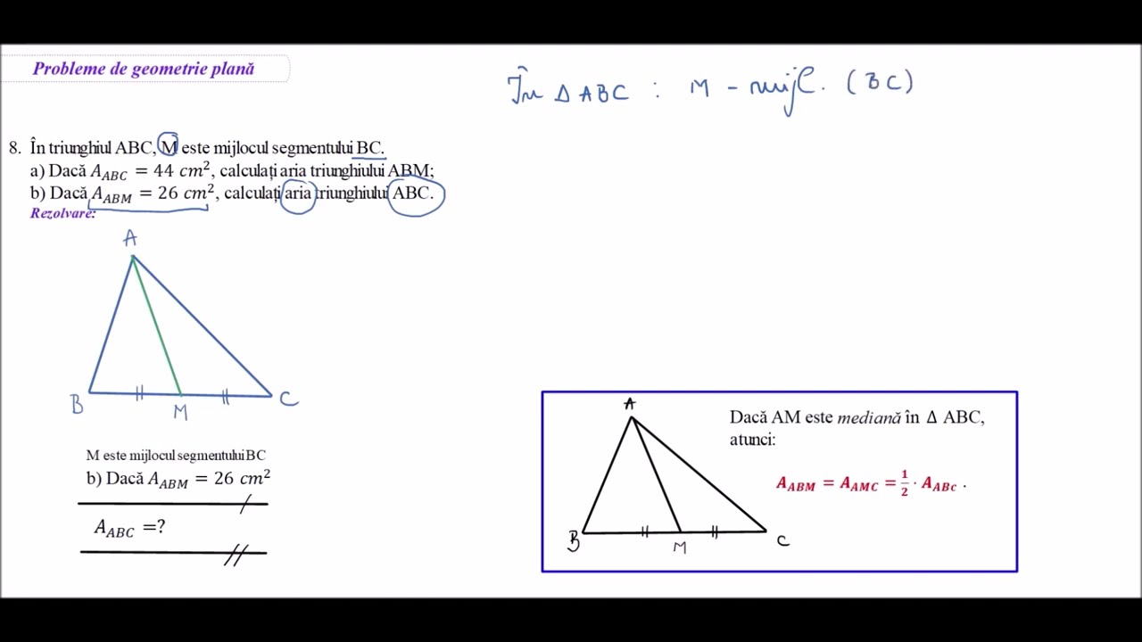 Probleme De Geometrie Plana- Pb. 8 B)- Aria Unui Triunghi - Stiu Aria ...