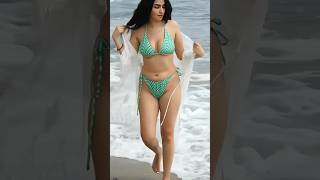 romantic actress hottest in bikini navel show at beach ⛱️#viral#trending#shorts#reels#actress#beach