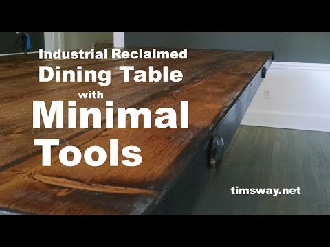 Industrial Reclaimed Dining Table with Minimal Tools Industrial Reclaimed Dining Table with Minimal Tools