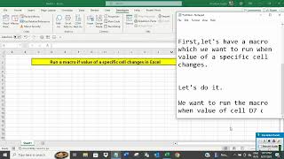 Run a macro if value of a specific cell changes in Excel