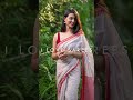 bengali saree look red and white saree i love sarees