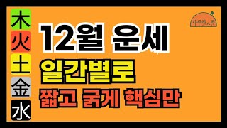 병자월 일간별 운세 [12월 운세] 갑목 을목 병화 정화 무토 기토 경금 신금 임수 계수