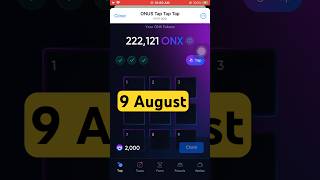 9 August ONUS TAP daily code #tap2earn #airdrop #onus