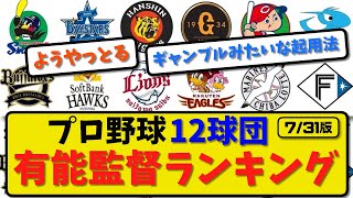 【名采配】プロ野球12球団 有能監督ランキング 7月31日版【最新・反応集】プロ野球【なんJ・2ch・5ch】