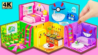 Make 5 Color House with Pikachu Kitchen, Pokeball Pokémon, Star Kirby Bedroom ❤️ DIY Miniature House