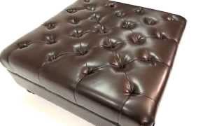 Abbyson Living - Dark Brown Leather Nailhead Ottoman