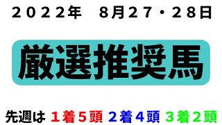 【中央競馬】８月２７・２８の推奨馬の紹介です。