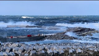 Przekop Mierzei Wiślanej -28.01.2022 Potężny sztorm nad Morzem