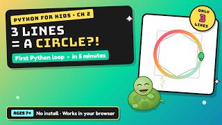 S1 C2: 3 Lines of Python Code = a Circle?! 🐢 #python #coding #ai #kids #viral