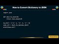 How to Convert Dictionary to JSON