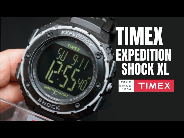 Timex Mens Expedition Shock XL Vibrating Alarm 50mm Watch – Black Case ...