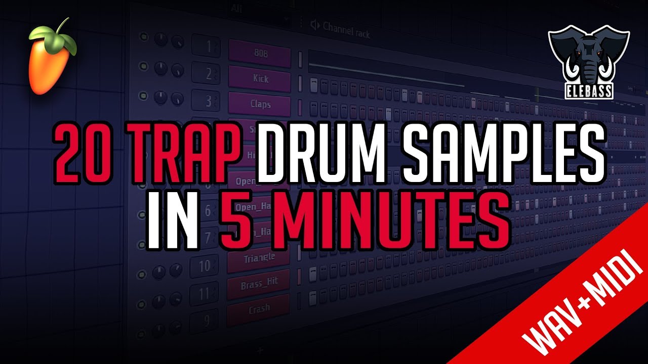 20 TRAP BEAT DRUM SAMPLES IN 5 MINUTES | WAV + MIDI - YouTube