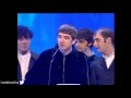 Oasis wins British Newcomer presented by Ray Davis at BRIT Awards 1995