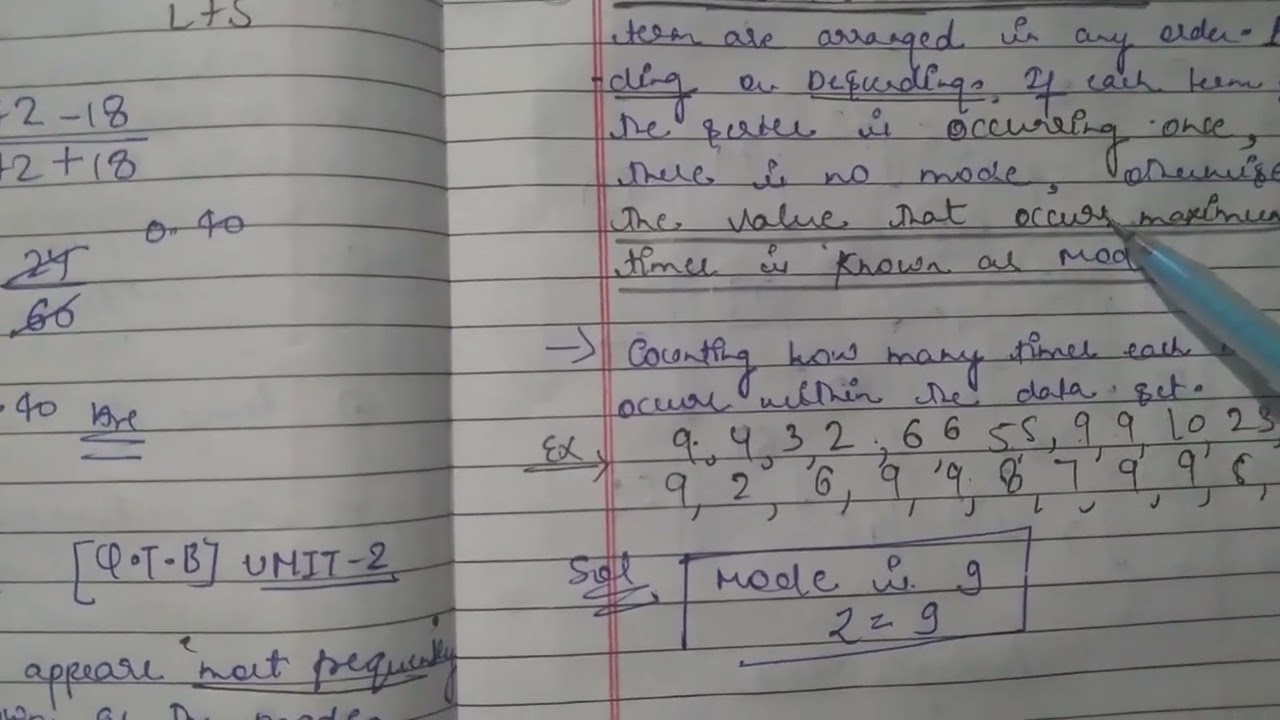 [Q.T.B] UNIT 2 :part 9 MODE IN INDIVIDUAL SERIES AND DISCRETE SERIES BY ...