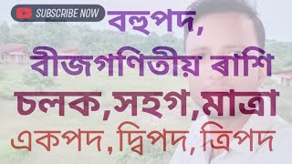 বহুপদ//বীজগণিতীয় ৰাশি//চলক//সহগ//মাত্রা//একপদ//দ্বিপদ//ত্রিপদ// Polynomials//Degree