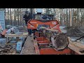 Cutting a beautiful black walnut log on LX55 woodmizer sawmill.