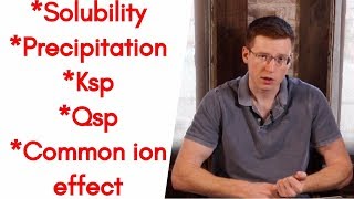 Solubility, Precipitation, Ksp, Qsp, Common Ion effect