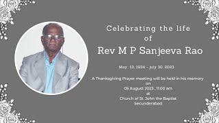 Memorial Service | Celebrating life of Rev.M.P.Sanjeeva Rao | 05 August 2023