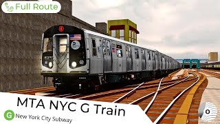 OpenBVE - MTA NYC (G) LINE in a R160A (New York City Subway) | Church Av. to Court Sq.