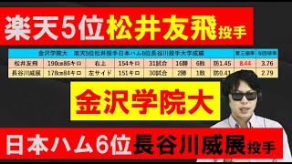 楽天5位松井友飛投手日本ハム6位長谷威展投手金沢学院大から直接プロ入りは初！