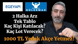 2 Halka Arz Tek Tablo Kaç Kişi Katılacak Gülermak Ağır Sanayi #glrmk Ege Yapı GYO #egegy