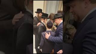 Munkatcher Rebbe Greeting Guest At His Grandson's Bar Mitzvah In Munkatch, Hungary  - Nissan 5783