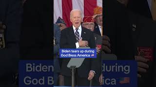 Emotional Biden tears up during God Bless America 🇺🇸