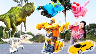 Changcady and his car transform into superman, fight dinosaurs, find animal toys - Part 150