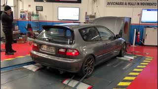 Honda Civic eg b16a2 dyno run (191hp 182nm)