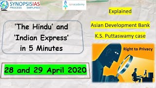 The Hindu Analysis 28-29 April 2020: The Hindu & Indian Express in 5 Minutes | Indian Express Analy