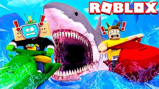 UNSPEAKABLE and MOOSE vs WORLD'S BIGGEST SHARK! (Roblox)