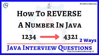 10. How to Reverse a Number in Java | Program to Reverse a Number in Java |Java Interview Questions