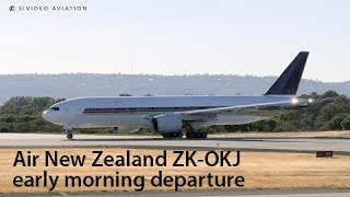 Air New Zealand (ZK-OKJ) early morning departure from Perth Airport.