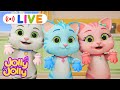 LIVE🔴🙀Three little kittens😻, Baa baa black sheep + More | Jolly Jolly & Animals - Best Kids Songs!