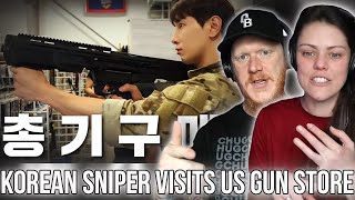 Korean SF Sniper visits a US Gun Store REACTION | OB DAVE REACTS