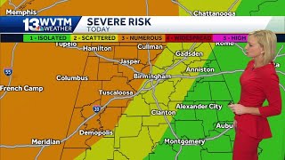 Severe storms for Alabama later today
