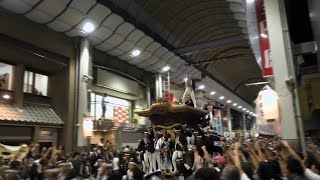 岸和田だんじり祭り本宮　平成最後の宮本町ダッシュ　駅前商店街