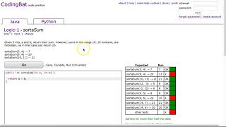 Codingbat - sortaSum (Java)