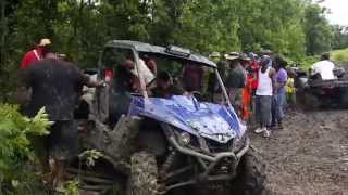 2016 yamaha wolverine pulling out rzr that fell off a small slippery bridge