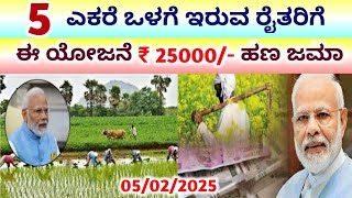 ರೈತರಿಗೆ 5ಎಕರೆ ಒಳಗೆ ಇರುವ ರೈತರಿಗೆ ₹ 25000 / - / ಈ ಯೋಜನೆ ಎಲ್ಲಾ ರೈತರಿಗೆ ಗಮನಕೆ ಸಬ್ಸಿಡ್