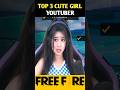 TOP 3 CUTE GIRLS YOUTUBER 😱😱 #freefire #shorts #rewards #viralvideo