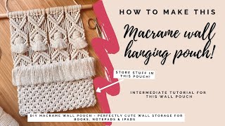 DIY macrame wall pouch hanger | cute & functional decor | perfect book/bullet journal storage📒