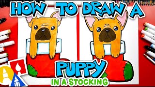 How To Draw A Puppy In A Stocking