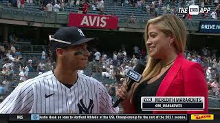 Andrew Velazquez talks with Meredith after Tuesday's Game 1 win