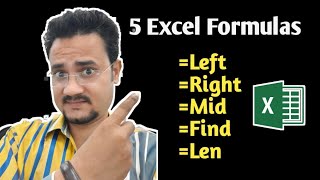 Learn 5 Excel formulas Left, Right, Mid, Find, Len with easy steps in Hindi@Gyan Guru Tech