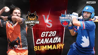 GT20 Canada Summary |Toronto Nationals Vs Brampton wolves |  | GT20 Canada 2019